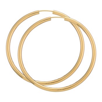BNH Dame blanke 14 kt rødguld Øre creoler, Ø 50 mm x 2,5 mm